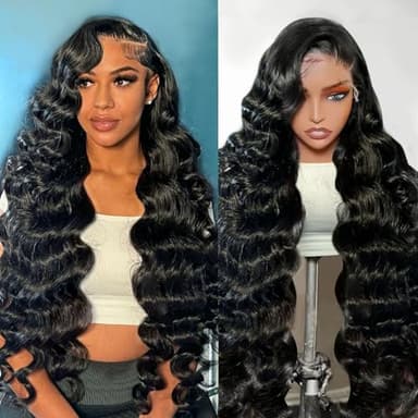 13X6 Body Wave Lace Front Wigs Human Hair 12A 250% Density 30 Inch Lace Frontal Wigs Human Hair Glueless HD Lace Front Wigs Human Hair Natural Color - Image 1