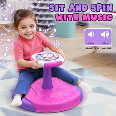HYES Unicorn Sit and Spin Toys for Toddlers 1-3 Girls, 360° Toddler Spinning Seat with LED Lights and Music, Sensory Toys Birthday for Kids 3-5 - Image 5