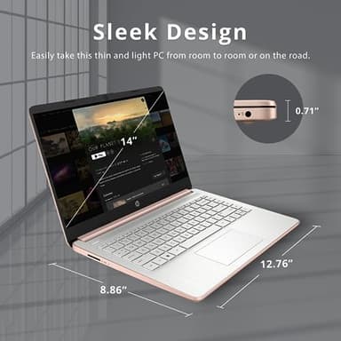 HP Stream 14" HD Lightweight Laptop, Intel Celeron N4120, 16GB RAM, 224GB Storage(64GB eMMC + 160GB Docking Station), Intel UHD Graphics, HD Webcam, 1 Year Office 365, WiFi, Bluetooth, Win 11s, Gold - Image 8