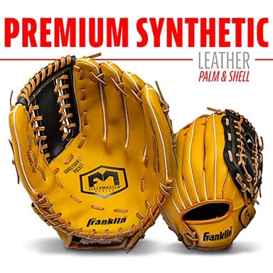 Franklin Sports Baseball and Softball Glove - Fieldmaster Adult + Youth Baseball Gloves - Men's + Women's Infield + Outfield Mitt - Right Hand Throw - 12" - Image 4