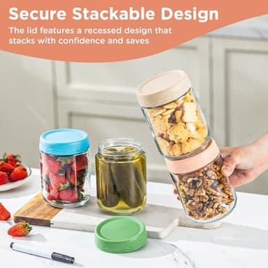 DRKIO 16 Oz Overnight Oats Containers with Lids - 6 Pack Glass Storage Jars with Airtight Lids Wide Mouth Mason Food Jars Great for Meal Prep Salad Chia Pudding Snacks Yogurt Sugar Spice Cereal - Image 5