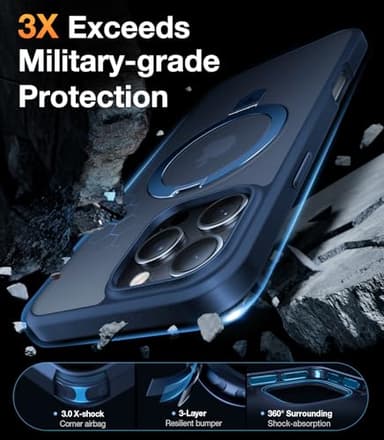 TORRAS Magnetic Ostand for 16 Pro Max Case with Stand, [Military Grade Drop Tested][Compatible with MagSafe] Translucent Slim Back Soft Edge Case for 16 Pro Max 6.9 inch 2024, Blue - Image 4