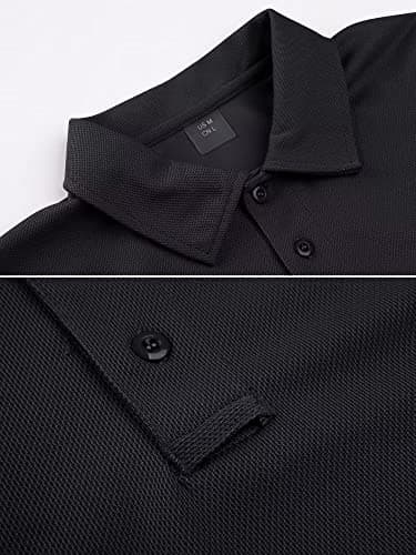 MAGCOMSEN Black Polo Shirts for Men Golf Shirts Pique Polo Shirts Short Sleeve Combat Shirt Tactical Shirt L - Image 2