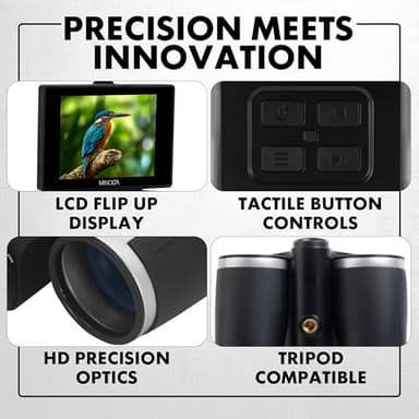 Minolta 12x32 Digital Binoculars - 4K UHD Video Camera, 48MP Photo, 8X Digital Zoom, IPS Anti-Glare Screen, Fog-Resistant Optics, Compact, Ideal for Birdwatching & Travel Hunting - Image 7