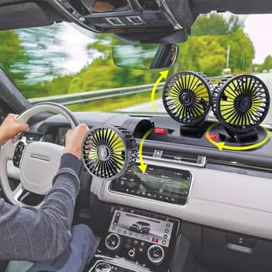 Triple-Head Fan for Car, Portable AC for Car with 360° Rotation Cigarette Lighter Plug for Car RV and SUVs - Image 9
