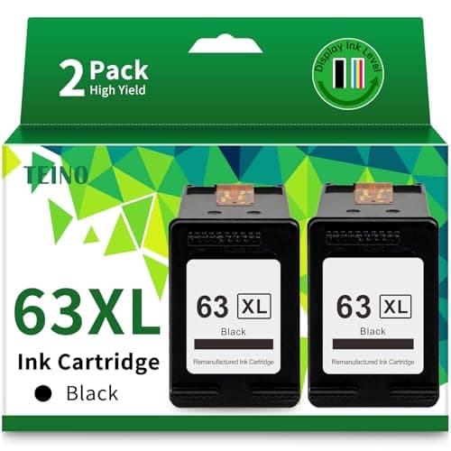 TEINO 63XL 63 Black Ink Cartridge for HP Printers Remanufactured Replacement for HP Ink 63 63XL Ink Cartridge Combo Pack Work with 4520 3830 4650 5200 5255 5258 4512 1112 2132 (2 Black) - Image 1