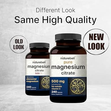 NatureBell 2 Pack Magnesium Citrate 500mg, 480 Capsules | 2-in-1 with Fat Soluble Vitamin C | Pure Elemental Form | Filler Free, Non-GMO, No Gluten - Image 5