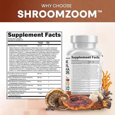 Clean Nutraceuticals Lions Mane 20in1 Mushroom Supplement with Turkey Tail Reishi Cordyceps Chaga Maitake Meshima Poria Cocos Shiitake Oyster Porcini Enoki - 1 Pack - Image 4