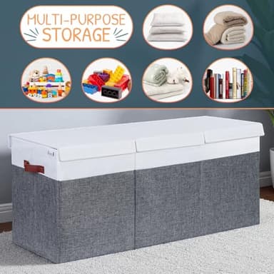 SoftOwl Extra Large Toy Storage Organizer with Lid - Sturdy, Collapsible Toy Chest Storage Box Design - Toys Bin with Dividers for Kids, Nursery, Bedroom, Playroom 37"x16"x14" - Image 4