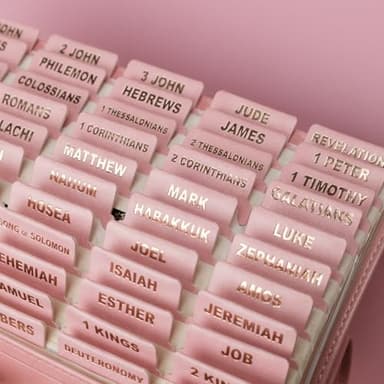 UPAFEXXI-Leather Bible Tabs, Bible Tabs for Women and Men(Gold Foil Lettering) Large Print Stickers, Easy to Read and Apply, 80 Chapters Labels for Easy Navigation(Pink) - Image 8