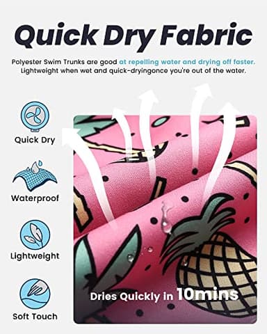 maamgic Mens Swim Trunks Quick Dry Swim Shorts with Mesh Lining Funny Swimwear Bathing Suits 7inch Pineapple Palm Tree Pink Large - Image 2