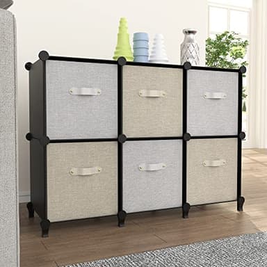 6-Cube Storage Organizer, Closet Organizer Storage Cabinet Shelf Bookcase Bookshelf with Metal Hammer, Storage Cubes Organizer Cabinet for Kids, Closet, Bedroom, Bathroom(11.8x11.8x11.8 inch)Black - Image 2