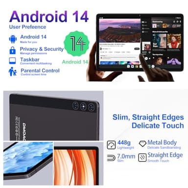 DMOAO Android Tablet 2025 Tablets with 22GB RAM+128GB ROM/ 1TB Expand, 8000mAh Battery, Octa-Core 2.0GHz CPU, 5G WiFi, GPS, 10.1 Inch FHD IPS 2 in 1 Tablet PC with Keyboard/Mouse-Gray - Image 3