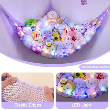 Unicorn Castle Stuffed Animals Net or Hammock Kids Toy Storage Organizer with LED Light Hanging Corner Stuffed Animals Holder Kids Girls Room Decor (Pack of 1) - Image 4