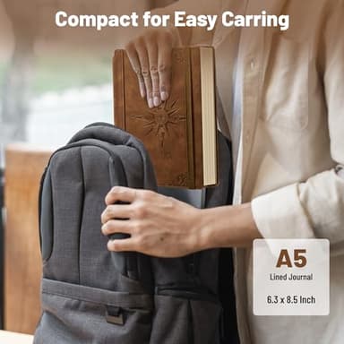 CAGIE Compass Leather Notebook Journal for Men, 100 GSM 288 Pages Lined Journals for Writing, A5 Hardcover Journaling Notebooks Gift Set with Pen for Travel Office Daily Writing - Image 5