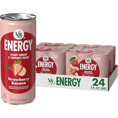 V8 +Energy Strawberry Banana Juice Energy Drink, 8 fl oz Can (24 Pack) - Image 1