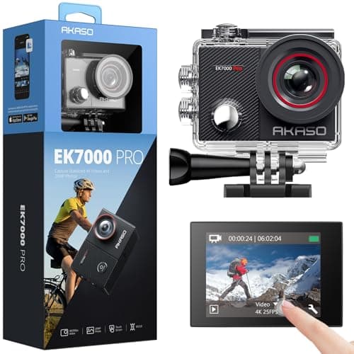 AKASO EK7000 Pro 4K30fps Action Camera with Touch Screen EIS 131ft Waterproof Underwater Camera Remote Control 5X Zoom with Helmet Accessories Kit (Standalone) - Image 1
