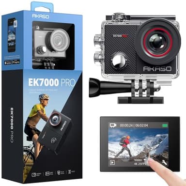 AKASO EK7000 Pro 4K30fps Action Camera with Touch Screen EIS 131ft Waterproof Underwater Camera Remote Control 5X Zoom with Helmet Accessories Kit (Standalone) - Image 1
