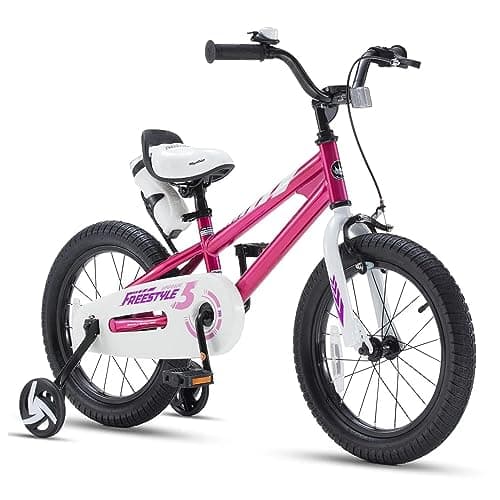 RoyalBaby Freestyle Kid’s Bike, 14 inch with Training Wheels, Fuschia, Gift for Boys and Girls - Image 1