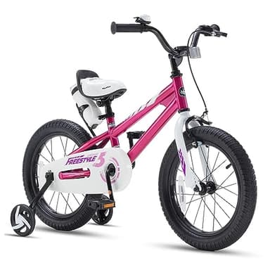 RoyalBaby Freestyle Kid’s Bike, 14 inch with Training Wheels, Fuschia, Gift for Boys and Girls - Image 1