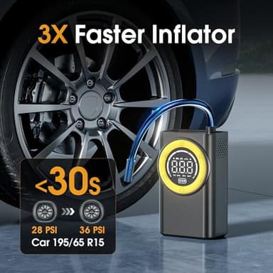 Tire Inflator Portable Air Compressor,150 PSI Cordless Air Pump for Car Tires with Digital Pressure Gauge & LED Light,5X Faster Portable Tire Inflator for Car,Motorcycle,Bike,Ball - Image 2