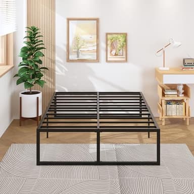 Lutown-Teen 18 Inch California King Bed Frames Sturdy Mattress Foundation, Heavy Duty Metal Cal King Platform with Steel Slats Support No Box Spring Needed, Noise Free, Easy Assembly, Black - Image 1