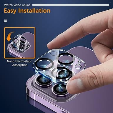 UniqueMe [3 Pack Compatible for iPhone 14 Pro Max/iPhone 14 Pro Camera Lens Protector Tempered Glass,[Case Friendly][Scratch-Resistant][Night Shooting Mode] - Clear - Image 5