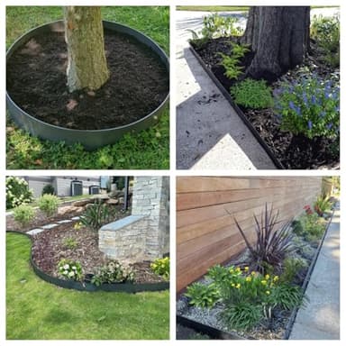 A ANLEOLIFE 6 Pack 40" LX 8" H Galvanized Steel Garden Landscape Edging, Bendable Hammer-in Metal Lawn Border with Gloves and 10 Stakes (20FT Total) (8 inch Tall, Black) - Image 4