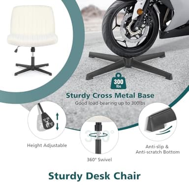 OLIXIS Criss Cross Chairs Legged Armless No Wheels Wide Seat Height Adjustable Swivel Rolling Padded Furry Cute Home Office Desk Seating for Bedroom, Student, Study Room - Image 5
