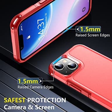 SPIDERCASE for iPhone 14 Case/iPhone 15 Case, [15 FT Military Grade Drop Protection][Non-Slip] 2 Pack [Tempered Glass Screen Protectors+Camera Lens Protectors] Heavy Duty Shockproof Case, Red - Image 5