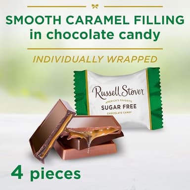 RUSSELL STOVER Sugar Free Caramel Chocolate Candy Tiles, 2.25 oz. bag (Pack of 10) - Image 4