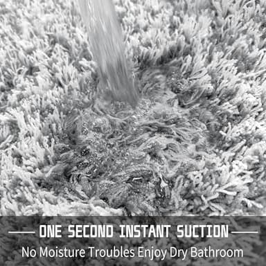 Yimobra Bathroom Rugs Non Slip Washable 32x20, Ultra Soft and Water Absorbent Bath Mats, Plush Fluffy Shower Mat Outside, Microfiber Thick Matts for Bathroom Floor/Tub, Light Gray and White - Image 6