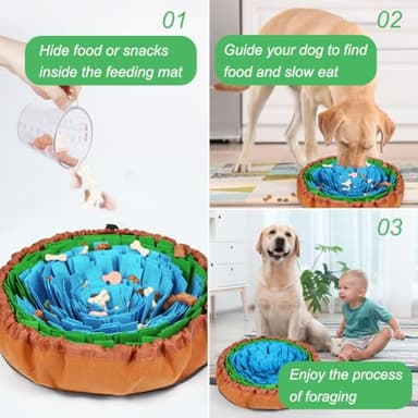 Vivifying Snuffle Mat for Dogs, Adjustable Treats Feeding Mat for Slow Eating and Keep Busy, Interactive Dog Puzzle Toys Encourages Natural Foraging Skills and Smell Training (Blue Green) - Image 7