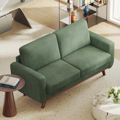 Vesgantti 68" Loveseat Sofa - Green, Comfy Corduroy with Spring Cushion, Solid Wood Frame, Modern Deep Seat, Bedroom & Living Room, Office Couch - Image 7