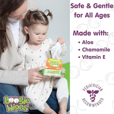 Saline Nose Wipes by Boogie, for Baby & Kids, Face, Hand & Body, FSA/HSA Eligible, Made with Vitamin E, Aloe, and Natural Saline, Fresh Scent, 45 Count (Pack of 1) - Image 3