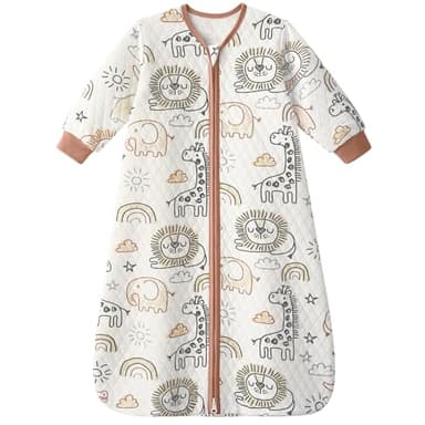 Yoofoss Baby Sleep Sack 6-12 Months 1.0 Tog Long Sleeve Sleep Sack Cotton Wearable Blanket for Infants 2-Way Zipper Quilted Sleeping Sacks(Medium) - Image 1