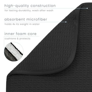 S&T INC. Dish Drying Mat XL, 18” x 24”, Absorbent Microfiber Kitchen Counter Mat, Dish Drying Pad for Dishes, Utensils, Pots and Pans, Extra Large, Black - Image 3