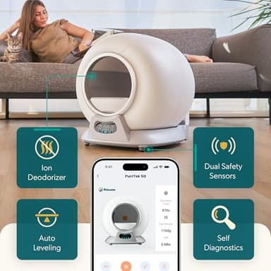 PetCove Self Cleaning Automatic Litter Box for Multi cat - XL Capacity/Quiet Operation/Odor Control/Anti-Pinch Safety/Easy App Control with Ultra Fast 5 GHz Wi-Fi - Includes Litter Bag Liners - Image 3