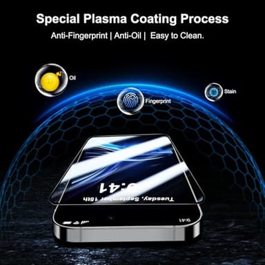 QHOHQ for iPhone 16 Pro Max Screen Protector with Camera Lens Protector, [Military Grade Shatterproof], Top 9H+ Tempered Glass, Full Edge Coverage, Ultra Durable, with Installation Tool [3+3 Pack] - Image 6