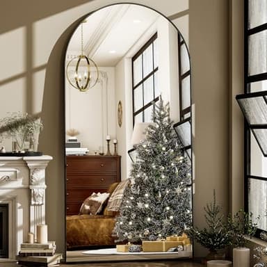 HARRITPURE 76"x46"Full Length Mirror - Arch Floor Mirrors with Aluminum Alloy Frame Free-Standing Wall Mounted or Leaning Large Bedroom Dressing Mirror,Black - Image 2
