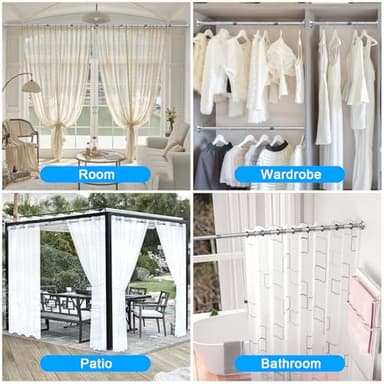 TEECK Shower Curtain Rod, 32-80 inch Adjustable Spring Tension Curtain Rod, Never Rust Anti-Slip Shower Curtain Rod for Bathroom, No Drilling, Never Collapse, Easy to Use, Silver - Image 8
