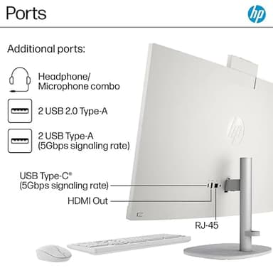 HP 27" FHD Touchscreen All-in-One Desktop Computer, Quad-Cores Ryzen 5 7520U, Windows 11 Pro with Microsoft Office Included, Wireless Keyboard & Mouse, Silver (AMD Ryzen 5, 16GB RAM | 2TB SSD) - Image 4