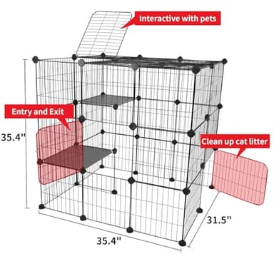 Oneluck 3-Tier Cat Cages Indoor Enclosure DIY Cat Playpen Catio Detachable Metal Wire Kennels Cats Crate Large Extra Exercise Place Ideal for 1 Cat,35.4 Inches - Image 8