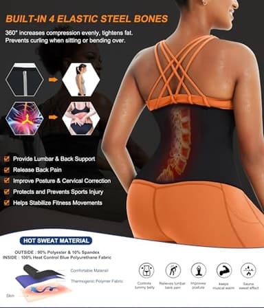 TrainingGirl Waist Trainer for Women Lower Belly Waist Trimmer Corset Tummy Wrap Workout Sweat Belt Band Sports Sauna Suit - Image 5