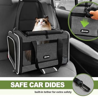 GAPZER Cat Carrier 18x11x11 Top Load Soft Pet Travel Bag Over 15 lbs, Collapsible Small Dog Puppy Crate 10 Pounds, Small Animal Rabbit Kennel Carrying Case, Kitten Mesh Cage Medium Cat Under 25 Grey - Image 8