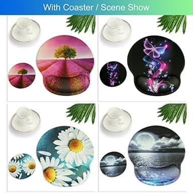 Ergonomic Mouse Pad with Wrist Support Rest,Large Mousepad Gel Wrist Rest, with Coaster Non-Slip & Pain Relief for Computer, Desk, Home&Office-Purple Butterflies - Image 3