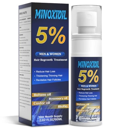 5% Minoxidil for Men and Women, Hair Growth Biotin Serum with Batana and Rosemary for Hair beard Regrowth Treatments, Extra Strength Hair Loss Solution to Regrow Thicker, 2.02FL OZ - Image 1