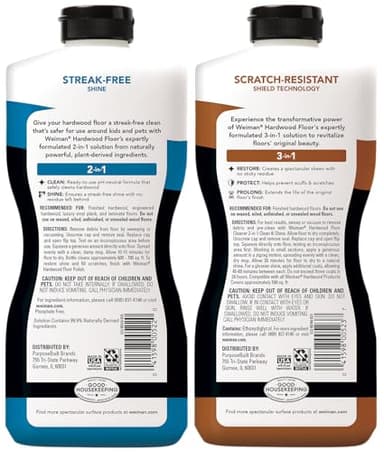 Weiman Hardwood Floor Cleaner and Polish Restorer Combo - 2 Pack - High-Traffic Hardwood Floor, Natural Shine, Removes Scratches, Leaves Protective Layer - Image 2