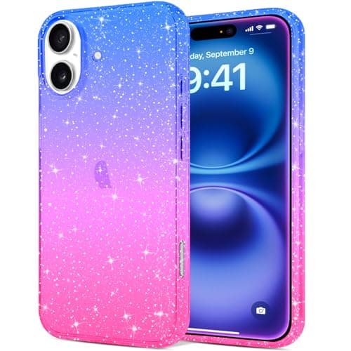 JJGoo Compatible with iPhone 16 Plus Case Clear Glitter, Sparkle Soft TPU Transparent Shockproof Women Girls Slim Bling Sparkly Bumper Cover Phone Case for iPhone 16 Plus 6.7-Inch - Image 1