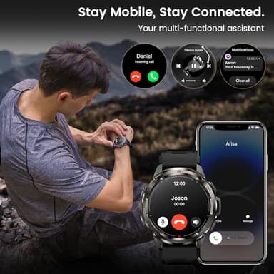 AMAZTIM GPS Smart Watch for Men, 6 Satellite Positioning, Compass, Stainless Steel Body, 50M Waterproof, 470mAh Extra-Large Battery, Answer/Make Call, 1.43" AMOLED Screen, Compatible for Android iOS - Image 3